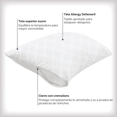 Miniatura 4 de Juego de 4 protectores de almohada AllerEase estándar/Queen – Equilibrio de temperatura, recomendado por alergólogos, protectores transpirables