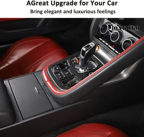Miniatura 5 de Adhesivo suave de fibra de carbono para el interior del automóvil para Jaguar F-Type 2013-2026 Cubierta de la consola central (estilo B, negro)