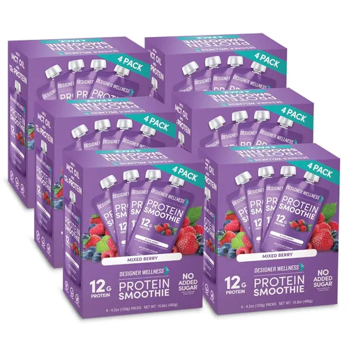 Miniatura 19 de Designer Wellness Batido de proteínas, vainilla de arándanos, 0.44 oz de proteína de suero, aperitivo de batido de fruta real, sin azúcar añadido