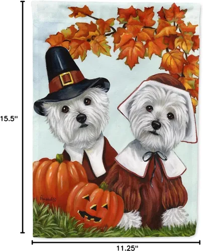 Miniatura 582 de Caroline's Treasures PPP3090GF - Bandera decorativa para jardín de bulldog inglés y otoño, para exteriores, patio, flores, tamaño de jardín