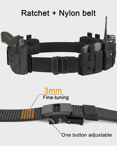 Miniatura 2 de EZL Men's Ratchet Tactical Belt, 1.5" Nylon Web Work Belt with Automatic Slide Buckle, Adjustable Trim to Fit