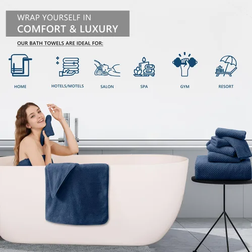 Miniatura 6 de Juego de Toallas de Mano de 2 Piezas - 16"x31", Juego de Toallas de Baño de Microfibra Ultra Suaves Altamente Absorbentes de Secado Rápido Toallas