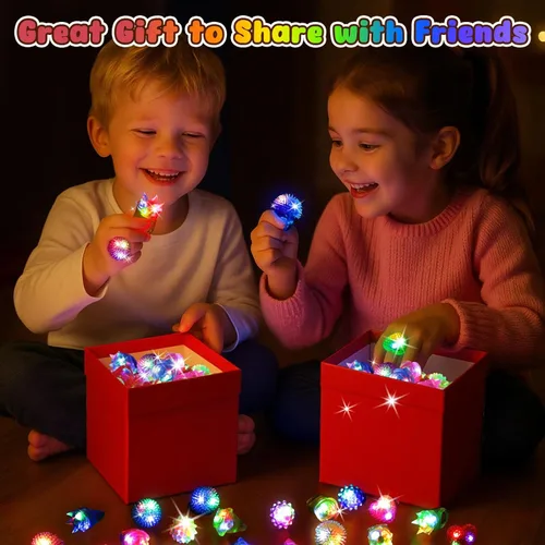 Miniatura 5 de LovesTown 24 anillos iluminados, recuerdos de fiesta para niños, 6 estilos que brillan en la oscuridad, suministros de fiesta para bolsas