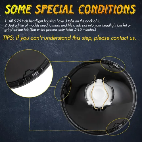 Miniatura 3 de Reemplazo de faros delanteros redondos sellados de 5.75 pulgadas con bombillas LED H4, se adapta a H5001 H5006 H5506 H5010, carcasa de reflector