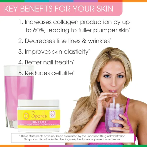 Miniatura 5 de Sparkle Skin Boost Acai Lemonade (paquete de 3) Verisol Péptidos de Colágeno Proteína en Polvo Vitamina C Suplemento Bebida