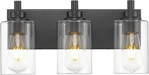 Miniatura 20 de Lámparas de baño, lámpara de tocador moderna de 4 luces con pantalla en forma de copa de vino de vidrio transparente, accesorios de iluminación Negro