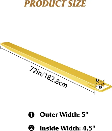 Miniatura 3 de GARVEE Extensiones de horquilla elevadora, 72 pulgadas de largo y 4.5 pulgadas de ancho para carretillas elevadoras, accesorio de acero resistente
