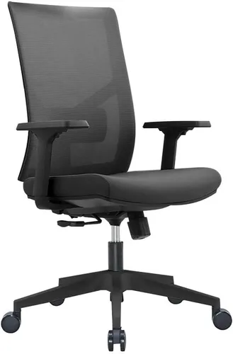 Miniatura 10 de Silla de oficina ergonómica de malla multifunción con soporte lumbar, reposabrazos ajustable (reposacabezas, negro-blanco)
