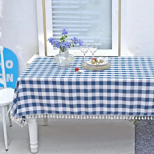Miniatura 13 de Midsummer Breeze - Mantel a cuadros de estilo rústico hecho de algodón, de la colección Gingham, para otoño, Acción de Gracias, Navidad, cocina