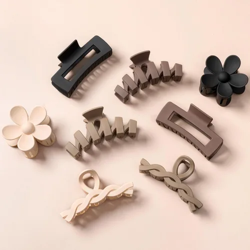 Miniatura 28 de Sunolga 8 pinzas para cabello para mujer, pinzas de garra con forma de flor para cabello grueso, accesorios para cabello antideslizantes
