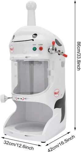 Miniatura 6 de Máquina comercial de cono de nieve de 350 W, máquina de hielo afeitada eléctrica Dolphin, máquina de afeitar trituradora de hielo trituradora