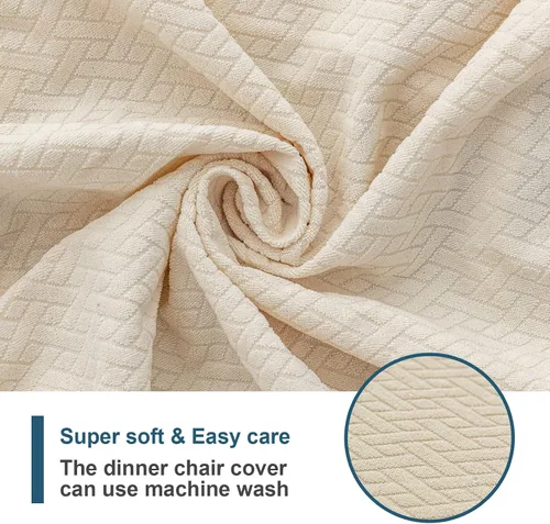 Miniatura 6 de Genina Fundas de asiento impermeables para sillas de comedor (4 unidades, con abertura trasera, beige)