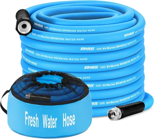 Miniatura 14 de Kohree Manguera de agua para autocaravana de 5/8 pulgadas x 15 pies, manguera de agua potable prémium con diseño sin torceduras, sin fugas, ligera