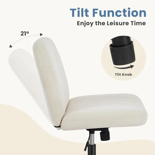 Miniatura 7 de DUMOS Silla de escritorio sin ruedas, silla cruzada ancha con patas cruzadas, silla de tocador de escritorio de oficina, sillas giratorias