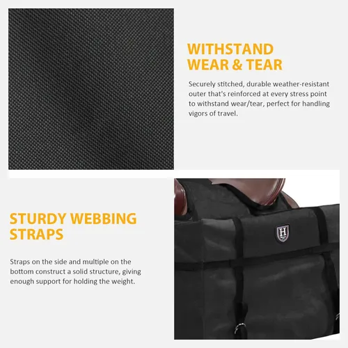 Miniatura 3 de Harrison Howard Robusto seguro versátil sobre la bocina contorneado sin rebote diseño alforja alforja bolsas portador Western Saddle Bag Negro