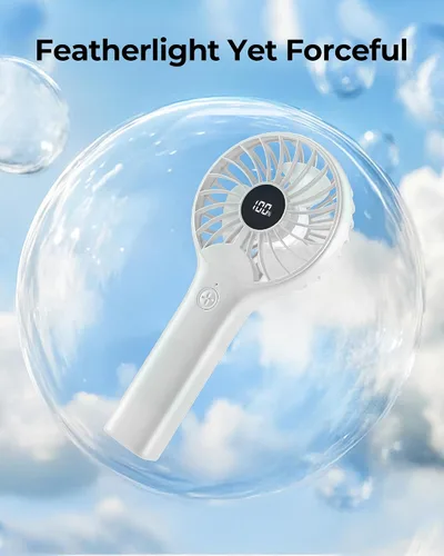 Miniatura 5 de Ventilador de mano portátil, batería recargable de 2000 mAh, viento de 5 velocidades, pantalla LED, mini ventilador de viaje personal, la parte