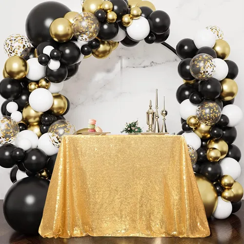 Miniatura 157 de PartyDelight Mantel de lentejuelas redondo de 50 pulgadas, color dorado claro, adorno de mesa para decoración de bodas, fiestas, cumpleaños