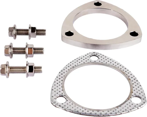Miniatura 3 de Rwraps Brida y junta de escape de 3 pernos de 2.5 pulgadas, brida de escape de acero inoxidable con pernos y tuercas de brida