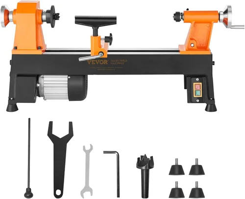 Miniatura 9 de VEVOR Torno de Madera de Sobremesa, 10 pulgadas x 18 pulgadas, 0.5 HP 370W Máquina de Torno para Madera, 5 Velocidades Variables