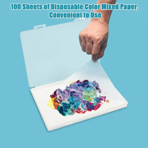 Miniatura 5 de Paletas húmedas para pintar miniaturas, incluyendo 100 piezas de papel, kit de paleta húmeda para pintura acrílica, paleta de pintura húmeda