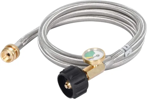 Miniatura 3 de GasSaf Manguera de propano de 5 pies, manguera adaptadora de propano con medidor para parrilla de la serie Weber Q, calentador, planchas Blackstone