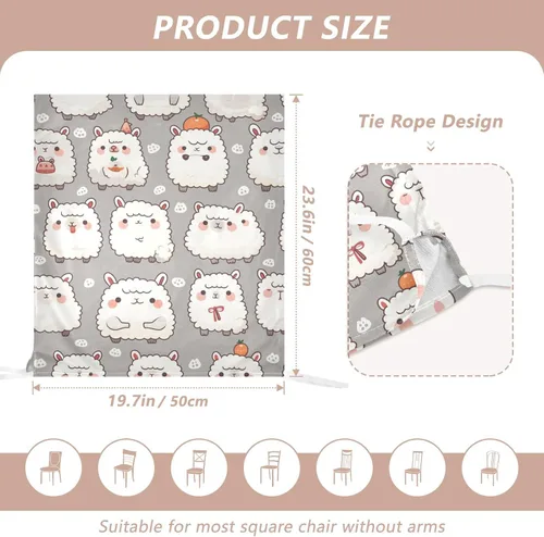 Miniatura 2 de Chairs Slipcovers Anti-Dust for Party Set of 2 Chair Covers with Bottom Straps cubre sillas para comedor Decor Cute Cartoon Alpaca Dark Grey Kids