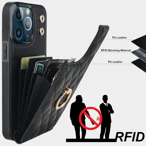 Miniatura 5 de Folosu Funda compatible con iPhone 13 Pro Max con soporte para tarjetas, rotación de 360°, soporte de anillo de dedo con función atril, bloqueo