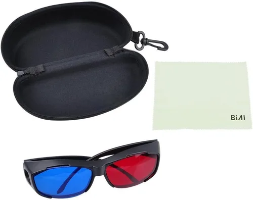 Miniatura 6 de BIAL Paquete de 2 gafas 3D rojo-azul con estuche de tela de vidrio cian anaglifo estilo simple juego de película 3D - actualización adicional
