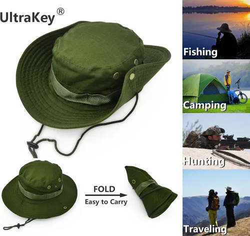 Miniatura 2 de Sombrero de ala ancha para exteriores, sombrero de protección solar, estilo clásico del ejército de combate de los Estados Unidos, gorra de sol