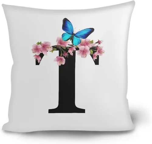 Miniatura 8 de Fundas de almohada decorativas del alfabeto, fundas de almohada con estampado floral de la letra B, fundas de almohada cuadradas suaves, fundas