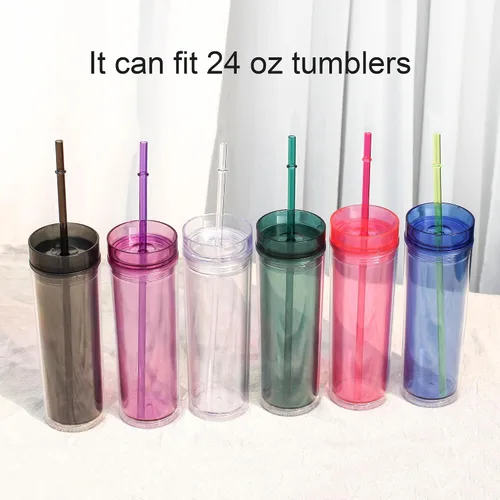 Miniatura 5 de DAKOUFISH Pajitas de repuesto de plástico transparente reutilizable de 11 pulgadas para vasos Mason de 24 y 16 onzas, juego de 12 popotes