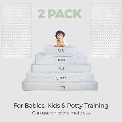 Miniatura 5 de Almohadillas de colchón para niños pequeños, paquete de 2, almohadillas de cama XL para entrenamiento de orinal para niños, almohadillas para orina