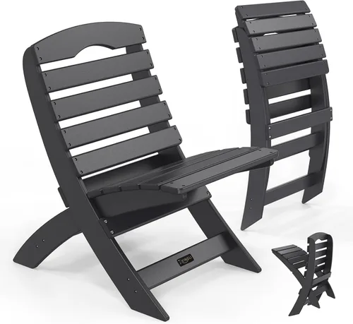 Miniatura 9 de VINGLI Sillas Adirondack portátiles, silla Adirondack plegable de plástico para todos los climas, sillas para fogatas al aire libre para patio