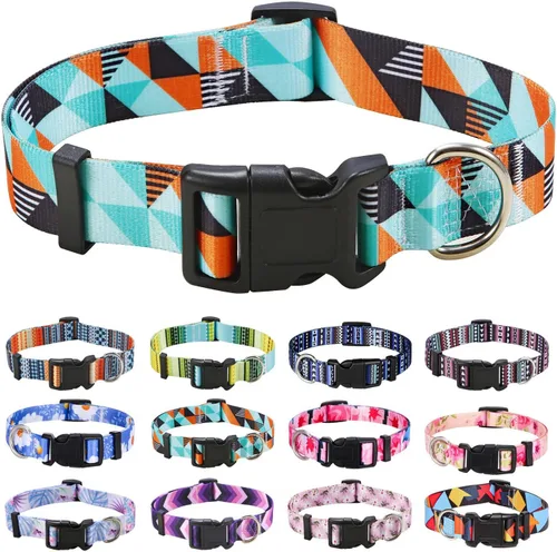 Miniatura 48 de Mihqy - Collar de perro, patrones geométricos florales, tribales, bohemios, collar de estilo étnico, suave y ajustable, para perros pequeños, Pink