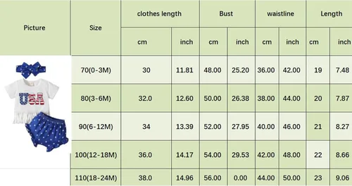Miniatura 13 de Conjunto de camiseta y pantalones cortos para bebé niña del 4 de julio, camiseta y pantalones cortos para el Día de los Caídos