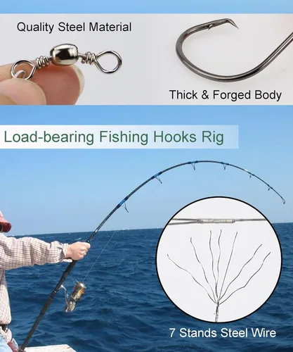 Miniatura 5 de Ganchos circulares de pesca para agua salada, 50 piezas, plataformas de gancho líder para lubina de bagre con ganchos compensados