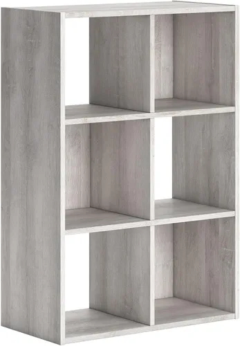 Diseño exclusivo de Ashley Paxberry. Organizador de almacenamiento o librero moderno de 6 cubos, color blanqueado Encalar