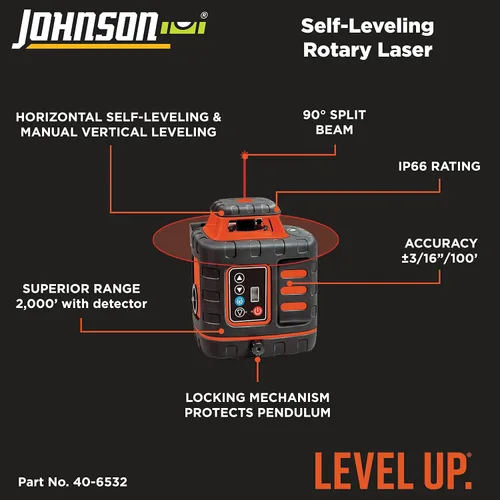 Miniatura 6 de Johnson Level & Tool 99-027K Sistema láser giratorio autonivelante, 8.75 pulgadas, rojo, 1 kit, naranja
