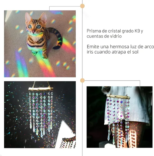 Miniatura 6 de Adorno colgante de prisma de cristal atrapasol de 13 pulgadas para árbol de Navidad, campanillas de viento de cristal, cadena de cuentas de vidrio