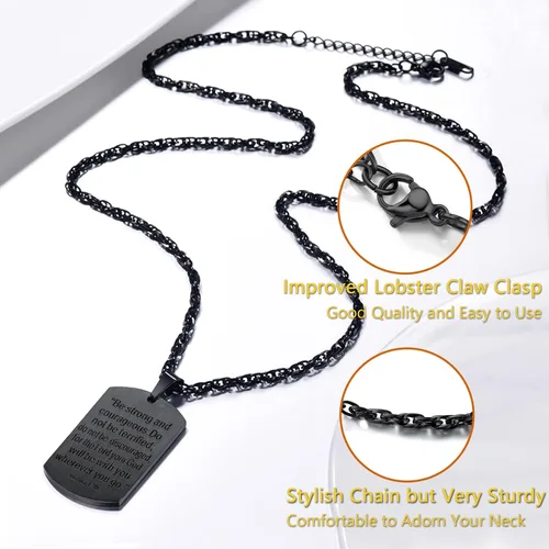 Miniatura 4 de Prosteel - Colgante de cruz de acero inoxidable para hombre y mujer colgante de placa de perro etiqueta militar con palabras collar inspirador