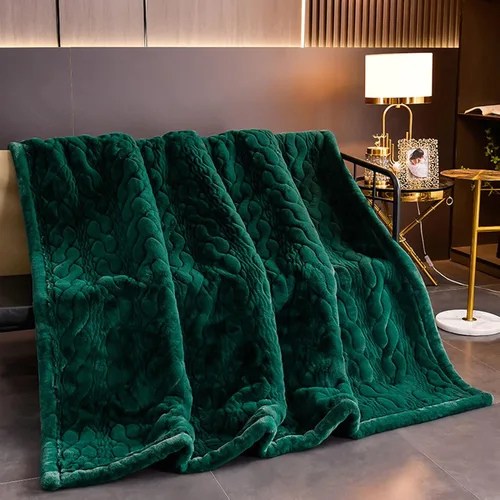 Miniatura 2 de LGYKUMEG Manta de visón coreano pesada, 2 capas, manta de forro polar de visón pesado de 79 x 91 pulgadas, 12 libras, mantas cálidas de invierno