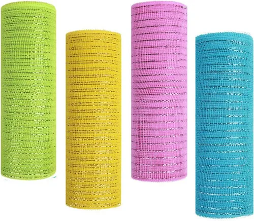 Miniatura 16 de 4 rollos de cinta de malla decorativa para decoración de coronas, 10 pulgadas x 30 pies, rollo de malla decorativa de San Valentín, suministros