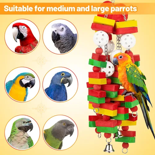 Miniatura 5 de MEWTOGO Juguetes grandes para loros de aves para cacatúas, guacamayos grises africanos y loros amazónicos, regalo para pájaros Rojo