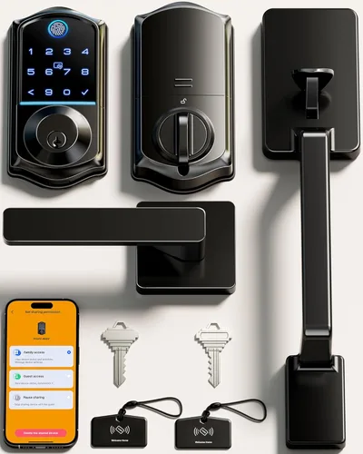 Miniatura 17 de Veise VE017-D Cerradura inteligente de huella digital para puerta delantera, control por aplicación, cerradura de cerrojo sin llave 7-en-1