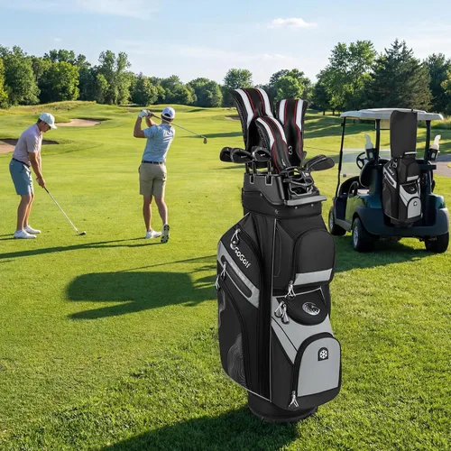 Miniatura 7 de Tangkula Bolsa de carrito de golf con divisores de longitud completa de 14 vías, 6 bolsas moldeadas con cierre superior de golf con 11 bolsillos