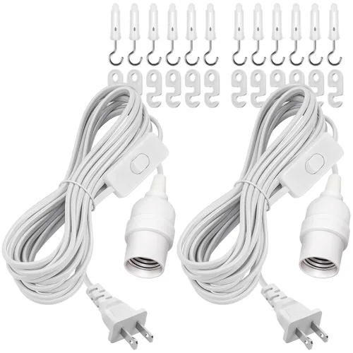 Miniatura 21 de DiCUNO Cable de extensión de linterna colgante E26, lámpara de control de interruptor de cable en línea para enchufar y apagar, 6.6 pies, negro