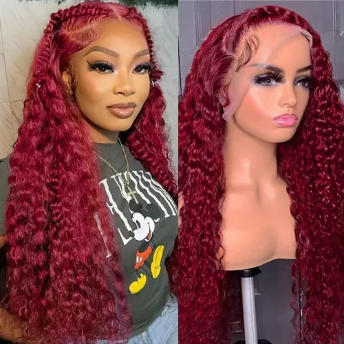 Miniatura 9 de Pelucas de cabello humano rizado con ondas profundas de 5 x 5 HD, sin pegamento, precortadas, con encaje frontal, para mujeres negras, color negro