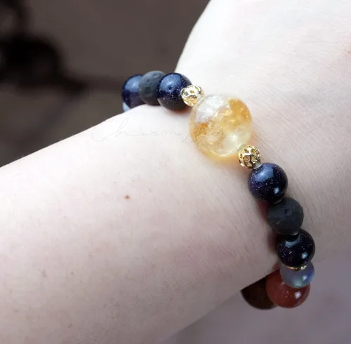 Miniatura 33 de Precious Gemstone Natural Crystal Healing Bracelet, Rutilated Quartz, Moonstone, Quartz Handmade Original Design Bracelet