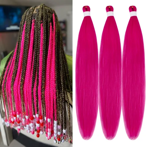 Miniatura 17 de Cabello trenzado verde azulado preestirado, hipoalergénico, sintético, color azul aguamarina, para trenzas y giros, extensiones de cabello largo