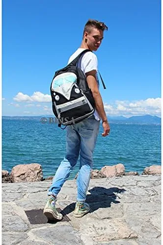 Miniatura 7 de BRISA VW Collection - Mochila universitaria para laptop de senderismo Volkswagen en diseño de autocaravana T1 (30 L7.9 galonesgrande), Negro